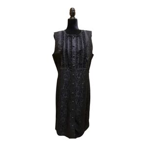 Saint John Couture Black Beaded Lace Evening Sleeveless Dress
